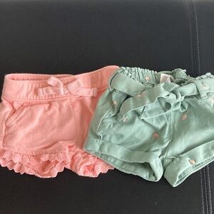 Set of 2 Ruffled and Embroidered Baby Shorts